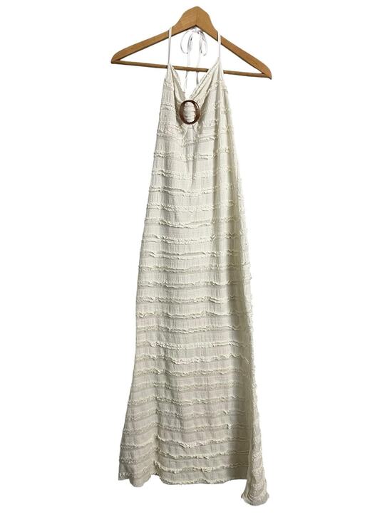 SHEIN Dresses & Skirts - SheIn Maxi Sundress Womens Medium White Halter Ring Front Textured Boho Beach